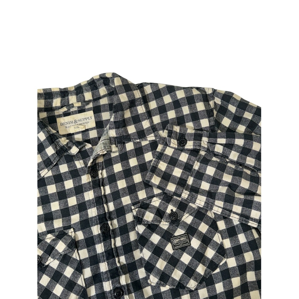 Denim & Supply Black Gingham Buffalo Check 100% Cotton Shirt, Medium